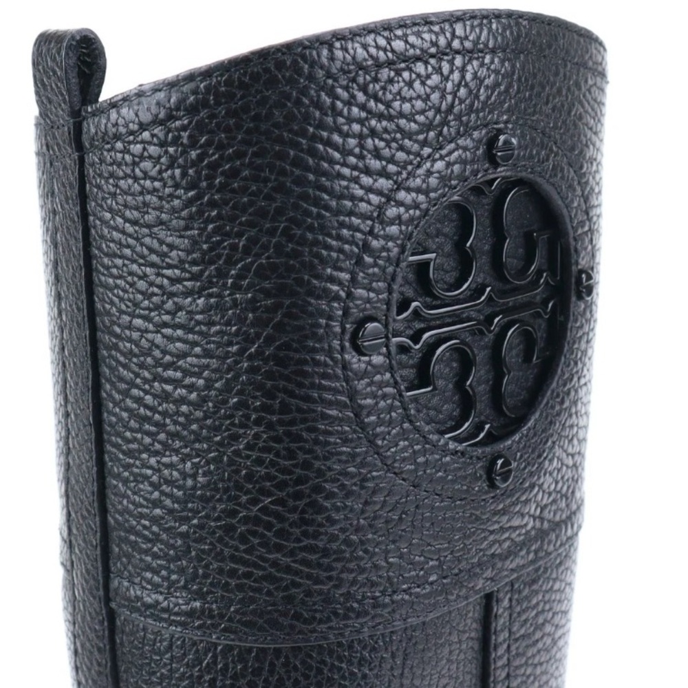TORY BURCH Kiernan 35MM Black Riding Tumbled Leather Boots Size 7.5 - Picture 13 of 13